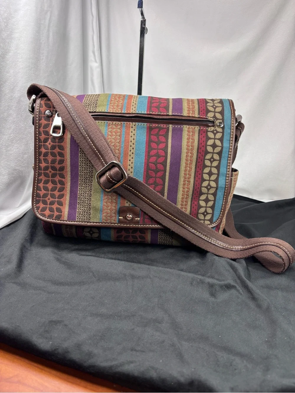 FOSSIL Vintage Y2K Multicolor Canvas Crossbody Messenger Bag Boho Festival